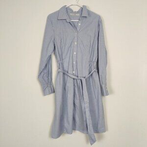 Signature Collection Womens Tunic Size L Shirt Dress Blue White Striped